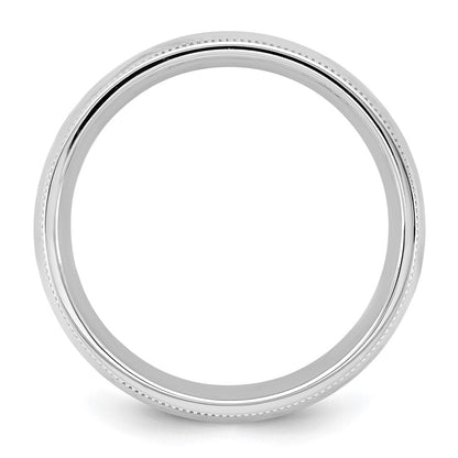 14k White Gold 5.5mm Milgrain Comfort Fit Wedding Band Ring