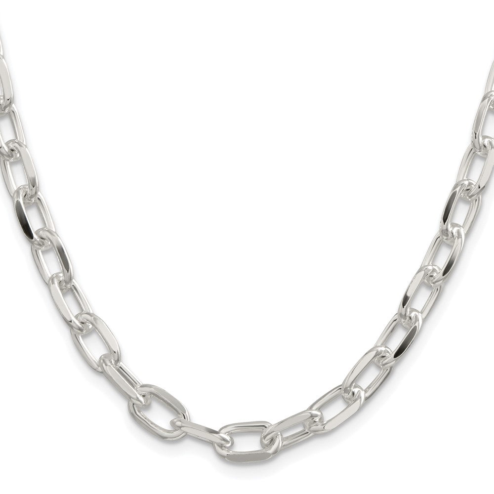 Sterling Silver Rhodium-plated 7.5mm Diamond-cut Long Link Cable 26 Inch Chain