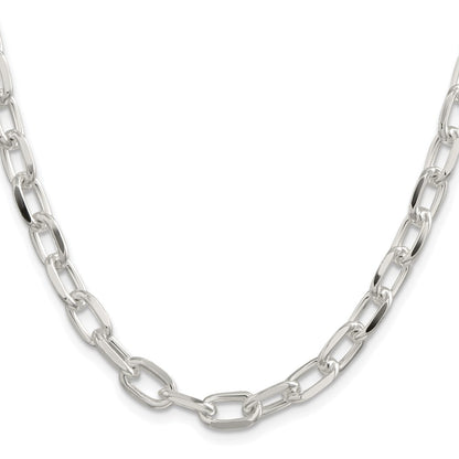 Sterling Silver Rhodium-plated 7.5mm Diamond-cut Long Link Cable 26 Inch Chain