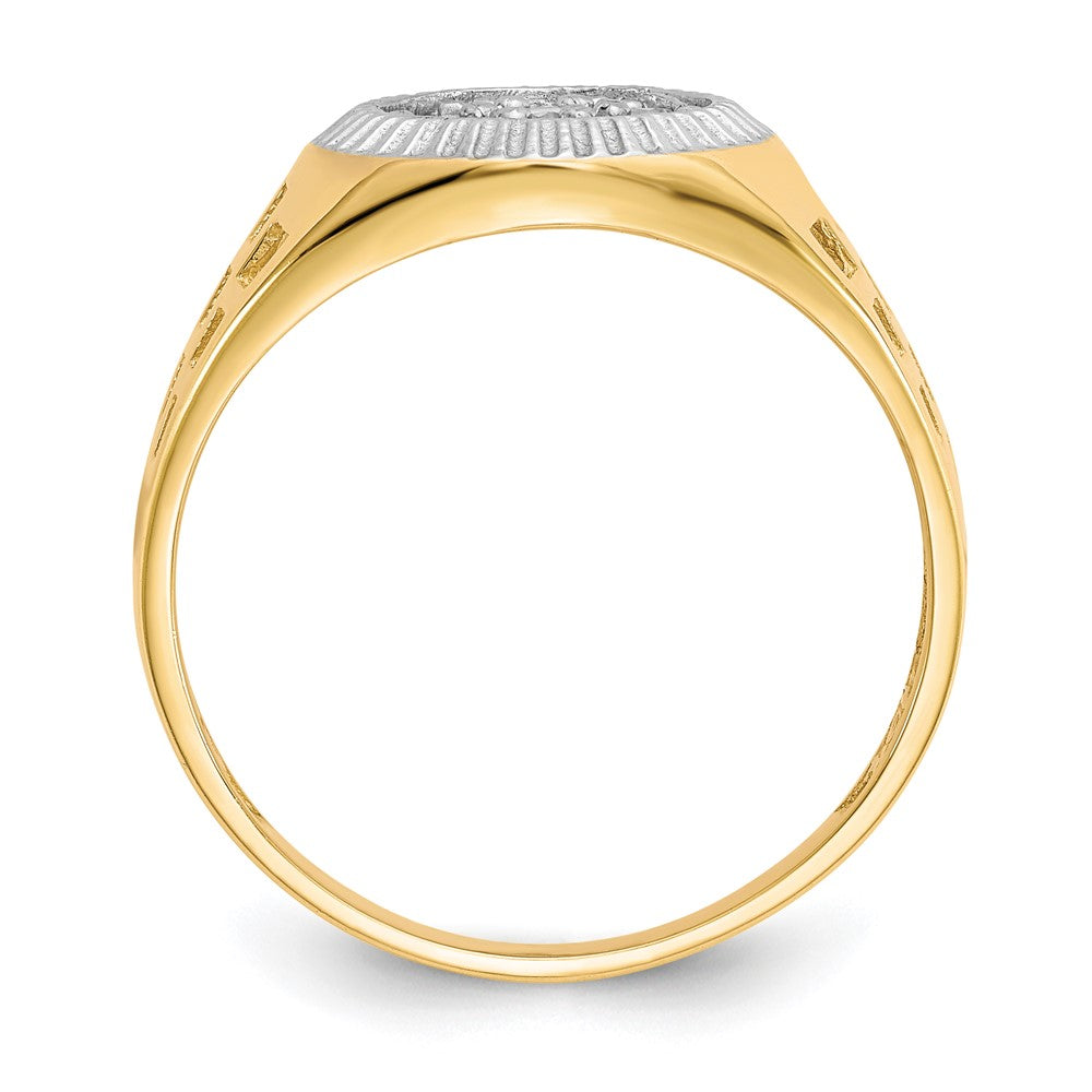 14K Yellow Gold w/Rhodium Men's CZ Cluster Ring