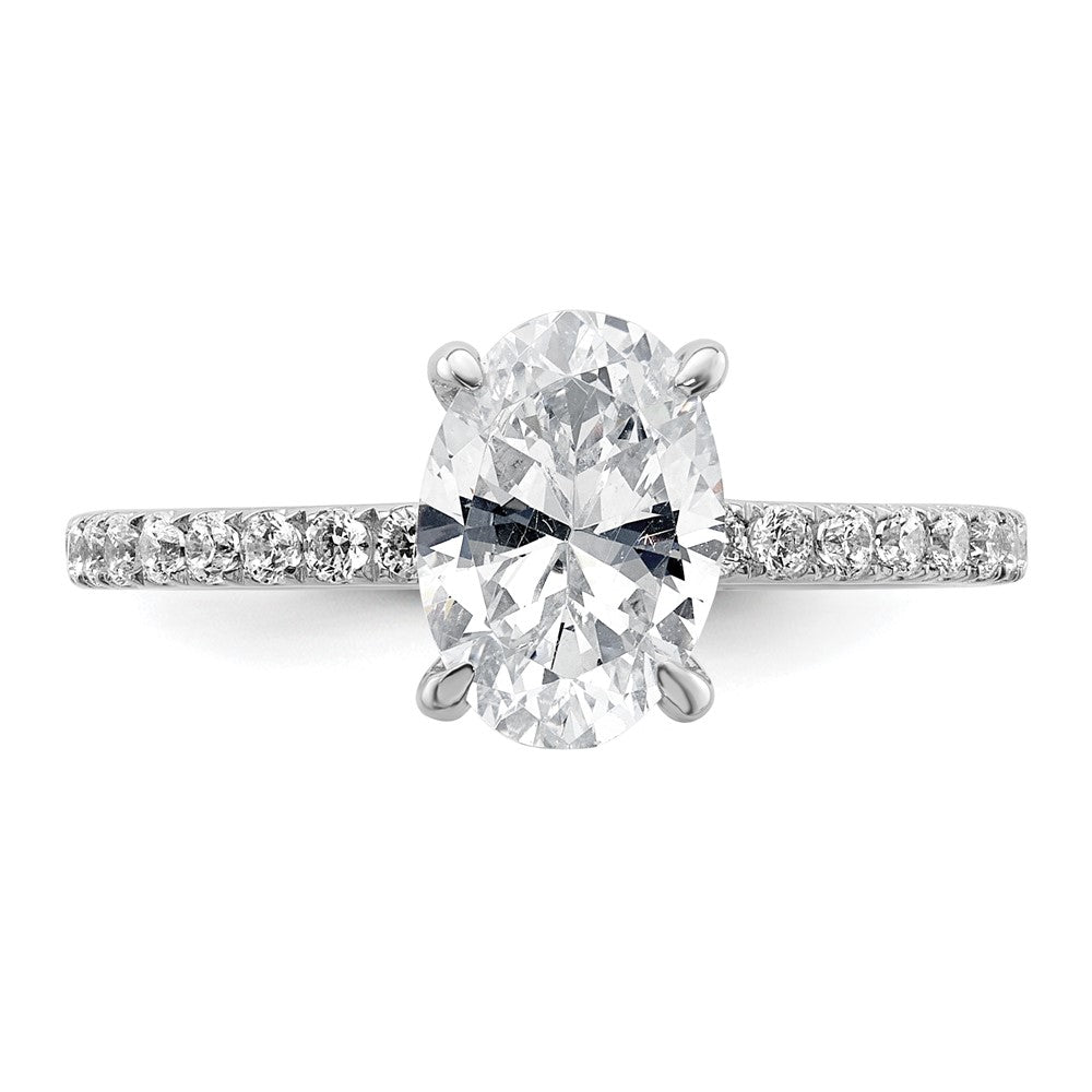 14K White Gold 1 7/8 carat Certified Lab Grown Diamond VS/SI+ G+ Oval Complete Solitaire with Flair Engagement Ring