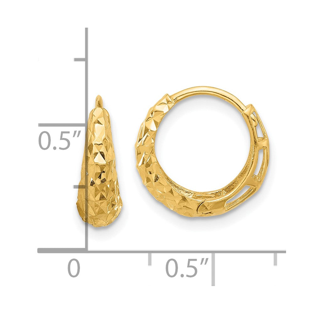 14K Yellow Gold Polished Diamond-cut Hoop Earrings