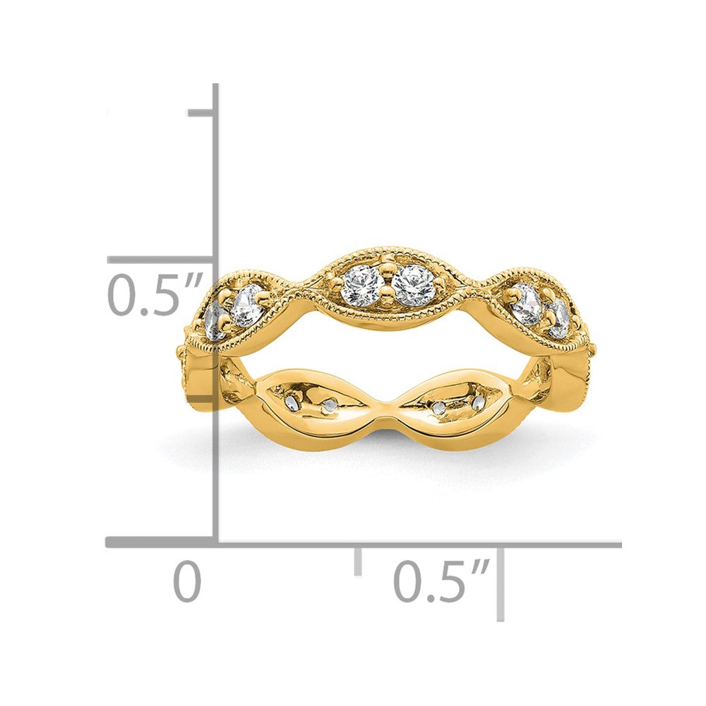 14K Yellow Gold Polished Size 4.5 Vintage Pave 1/2 carat Diamond Complete Eternity Wedding Band Ring