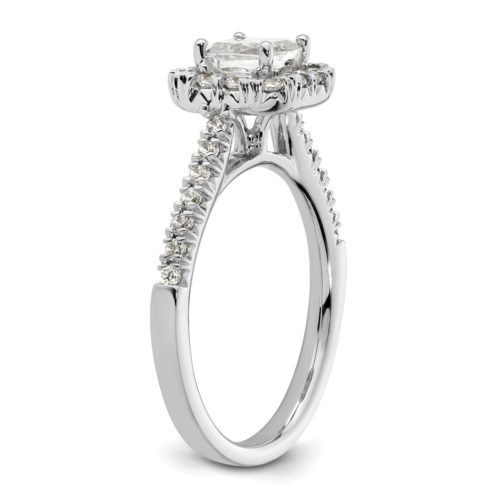 PLatinum Cushion Halo Diamond Semi-mount Engagement Ring