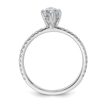 14K White Gold 1 3/8 carat Certified Lab Grown Diamond VS+ F+ Marquise Complete Solitaire with Flair Engagement Ring