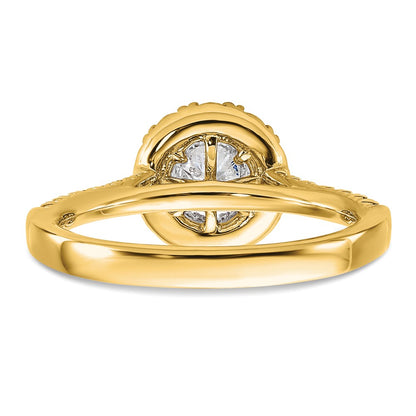 True Origin 14K Yellow Gold 1 carat Lab Grown Diamond VS+ F+ Complete Halo Engagement Ring