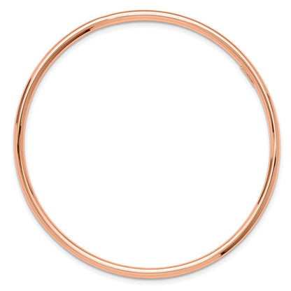 14K Rose Gold Polished 3.00mm Slip-on Round Bangle Bracelet