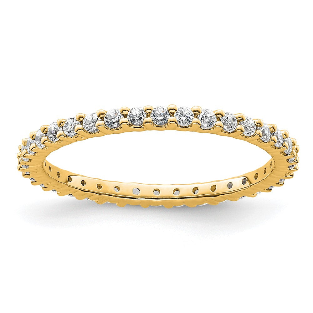 14K Yellow Gold Polished Size 6.5 Shared Prong 1/2 carat Diamond Complete Eternity Wedding Band Ring