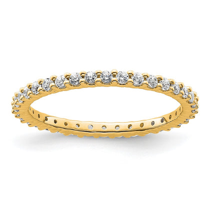 14K Yellow Gold Polished Size 6.5 Shared Prong 1/2 carat Diamond Complete Eternity Wedding Band Ring