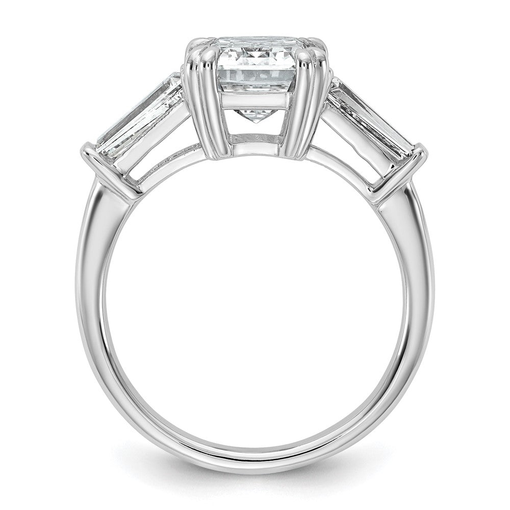 14K White Gold 3 3/4 carat Lab Grown Diamond VS+ F+ Complete Emerald and Tapered Baguette Engagement Ring