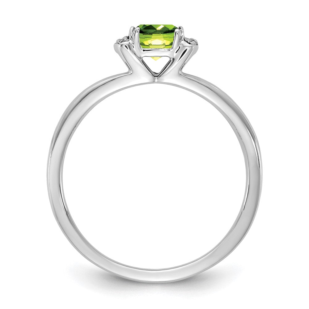 14K White Gold Polished Diamond and Peridot Fashion Ring