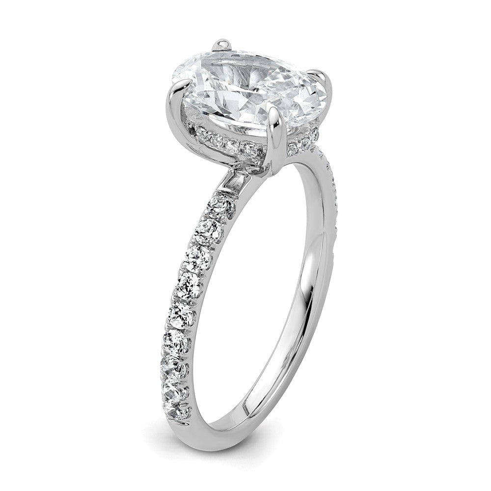 14K White Gold 2 5/8 carat Certified Lab Grown Diamond VS/SI+ G+ Oval Complete Solitaire with Flair Engagement Ring