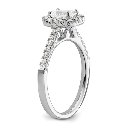 14K White Gold Halo (Holds 3/4 carat (5.7x4.5mm) Emerald-cut Center) 1/3 carat Diamond Semi-mount Engagement Ring