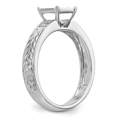 14K White Gold Square Cluster AA Quality 1/6 carat Diamond Trio Complete Engagement Ring