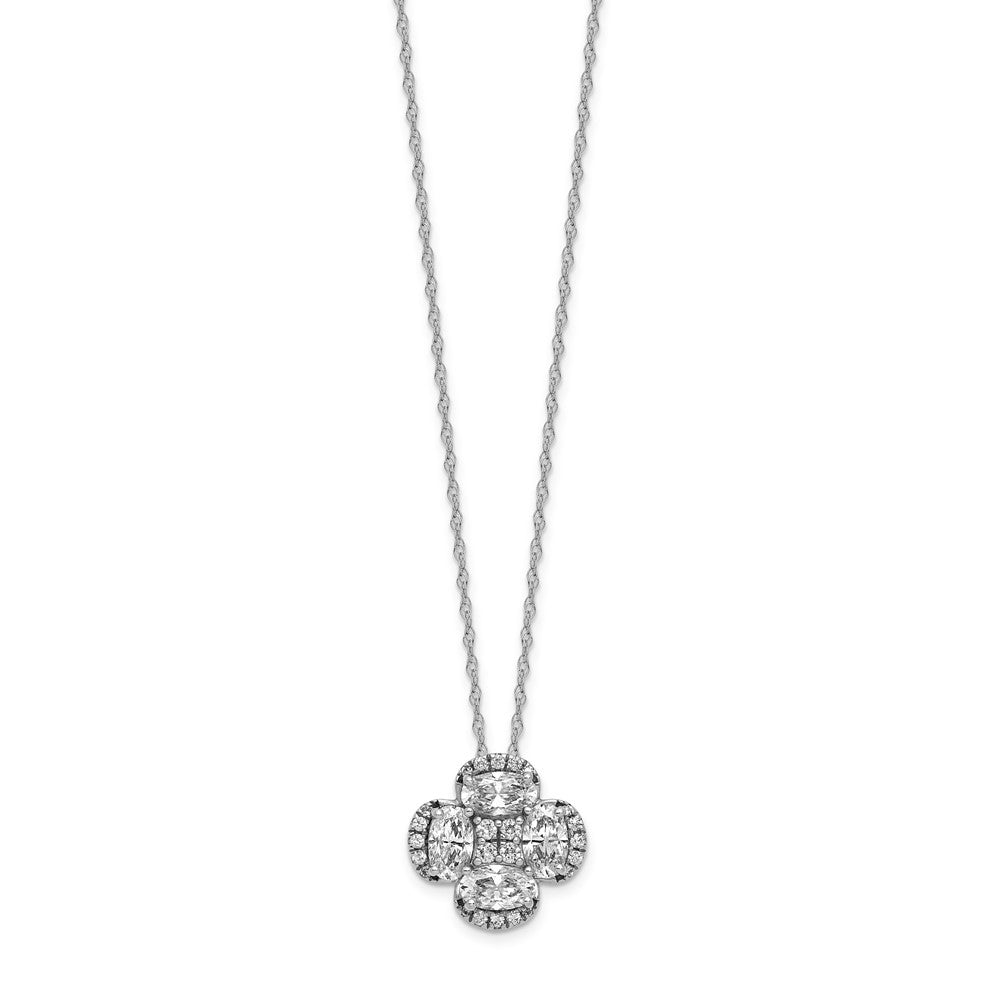 14K White Gold Lab Grown VS/SI+ G+ Diamond Cluster Pendant with Chain