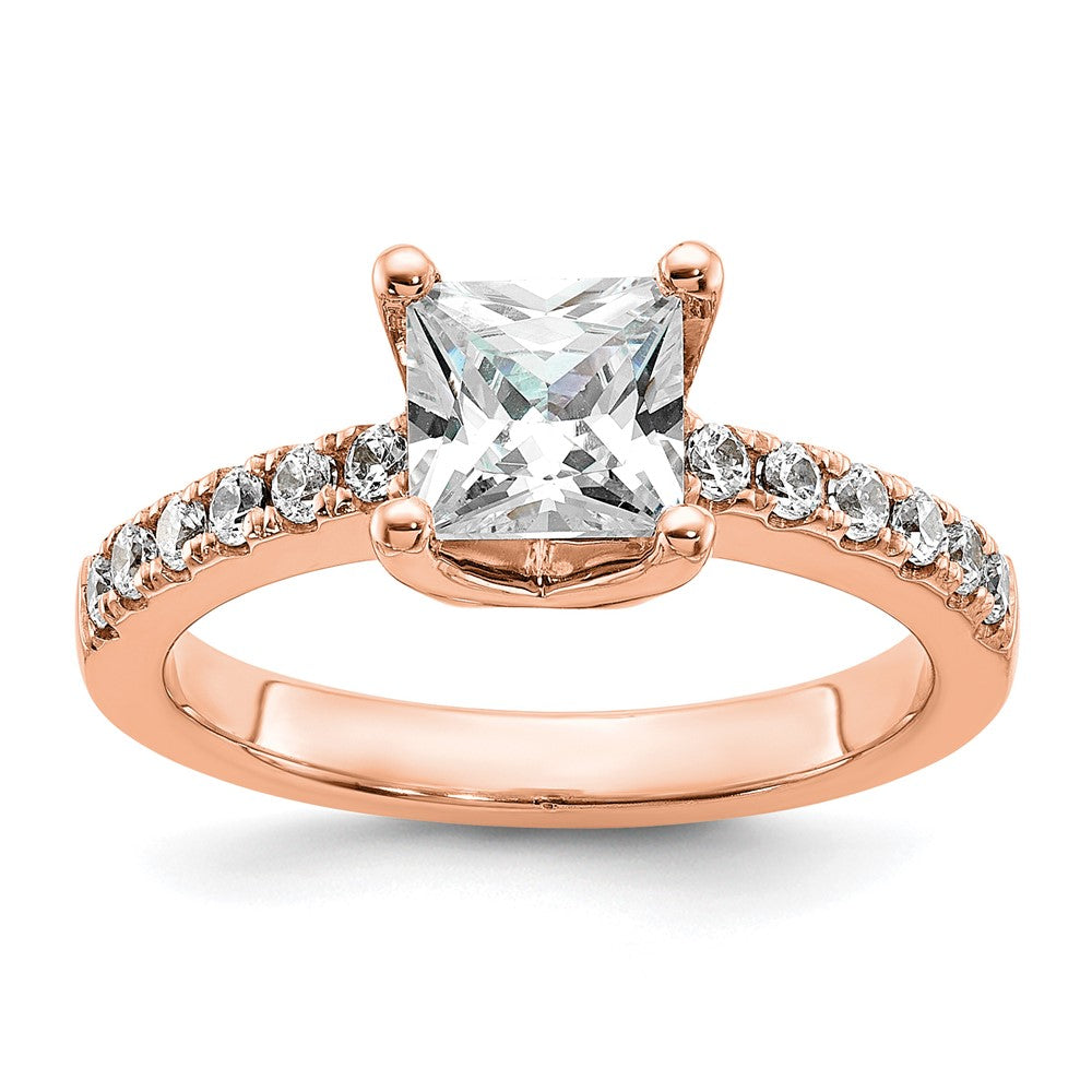 True Origin 14K Rose Gold 3/8 carat Lab Grown Diamond VS+ F+ Semi-Mount Princess Engagement Ring