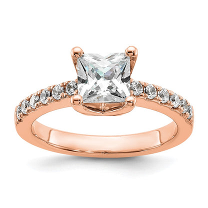 True Origin 14K Rose Gold 3/8 carat Lab Grown Diamond VS+ F+ Semi-Mount Princess Engagement Ring