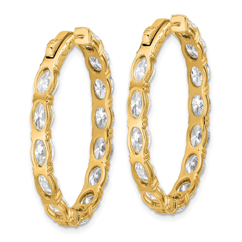 14K Yellow Gold 8 5/8 carat Lab Grown Diamond VS+ F+ Oval and Round Complete In and Out Hoop Earrings