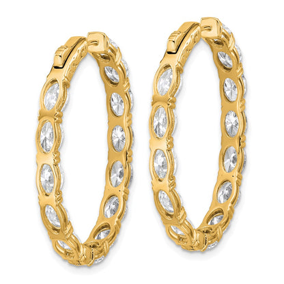 14K Yellow Gold 8 5/8 carat Lab Grown Diamond VS+ F+ Oval and Round Complete In and Out Hoop Earrings