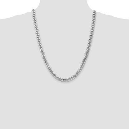 14K White Gold 7.3mm Semi-Solid Miami Cuban 24 Inch Chain