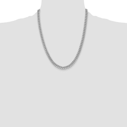14K White Gold 6mm Semi-Solid Miami Cuban 22 Inch Chain