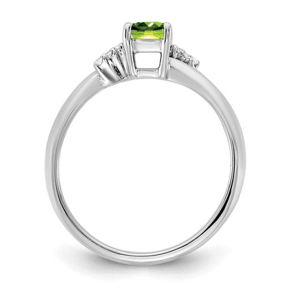 14K White Gold Polished Diamond and Peridot Fashion Ring
