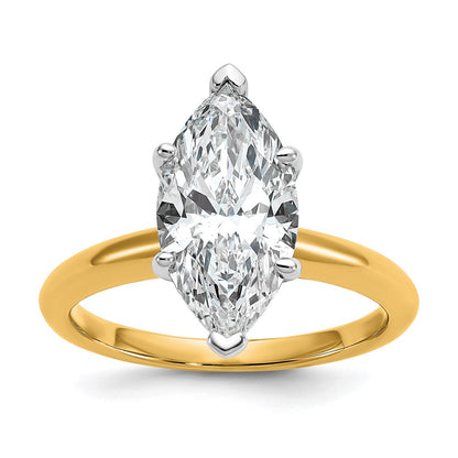 14K Two-Tone Gold Two-tone 3 carat Certified Lab Grown Diamond VS+ F+ Marquise Solitaire Complete Engagement Ring