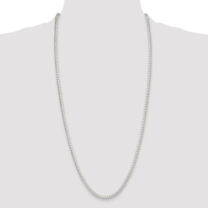 Sterling Silver Rhodium-plated Polished 4mm Round Box 30 Inch Chain