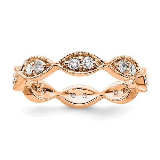 14K Rose Gold Polished Size 7 Vintage Pave 1/2 carat Diamond Complete Eternity Wedding Band Ring