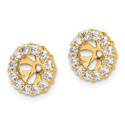 14K Yellow Gold 3/4 carat Diamond Circle Earring Jackets