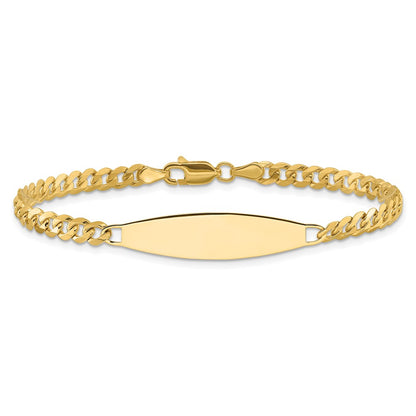 14K Yellow Gold Polished Solid Chain/Solid Plate Flat Curb Link 29.5x8mm Plate 8 Inch ID Bracelet