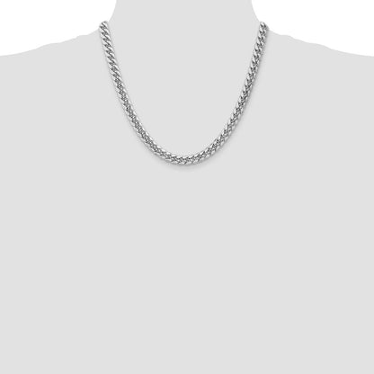 14K White Gold 7.3mm Semi-Solid Miami Cuban 20 Inch Chain