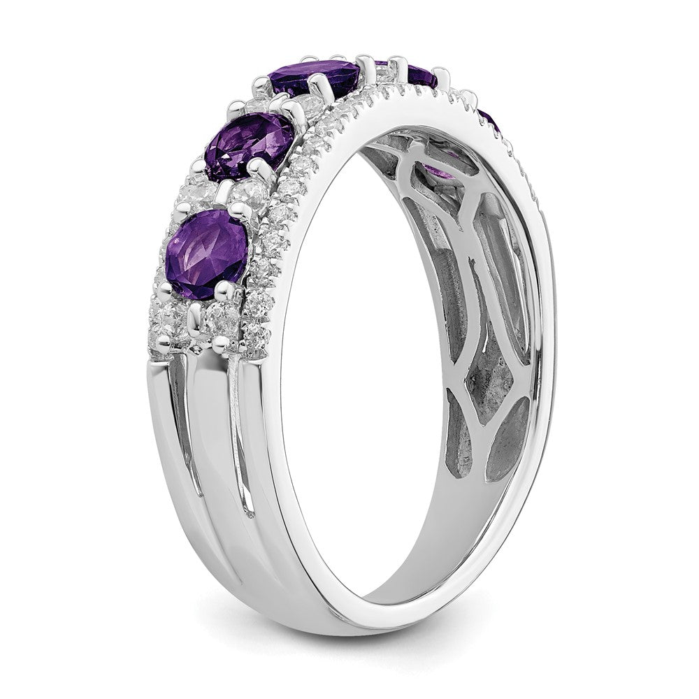 14K Yellow Gold Polished Amethyst and Diamond Ring