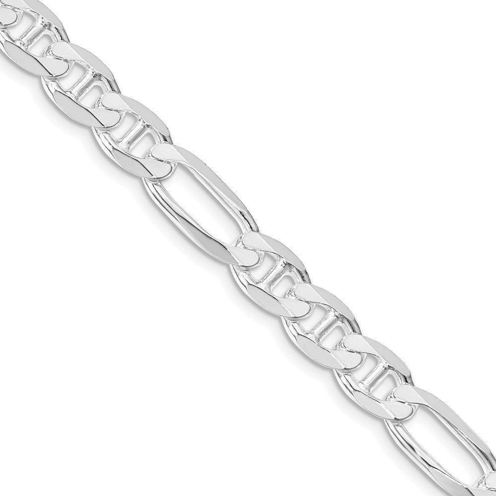 Sterling Silver Rhodium-plated 7.5mm Figaro Anchor 22 Inch Chain