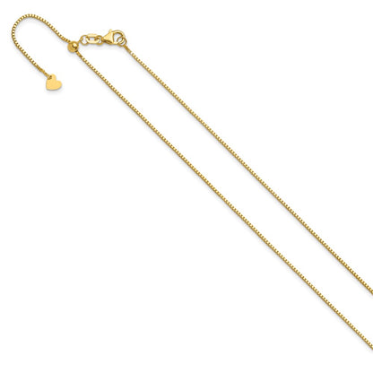 22 Inch 14K Yellow Gold Adjustable .9mm Box Chain Necklace