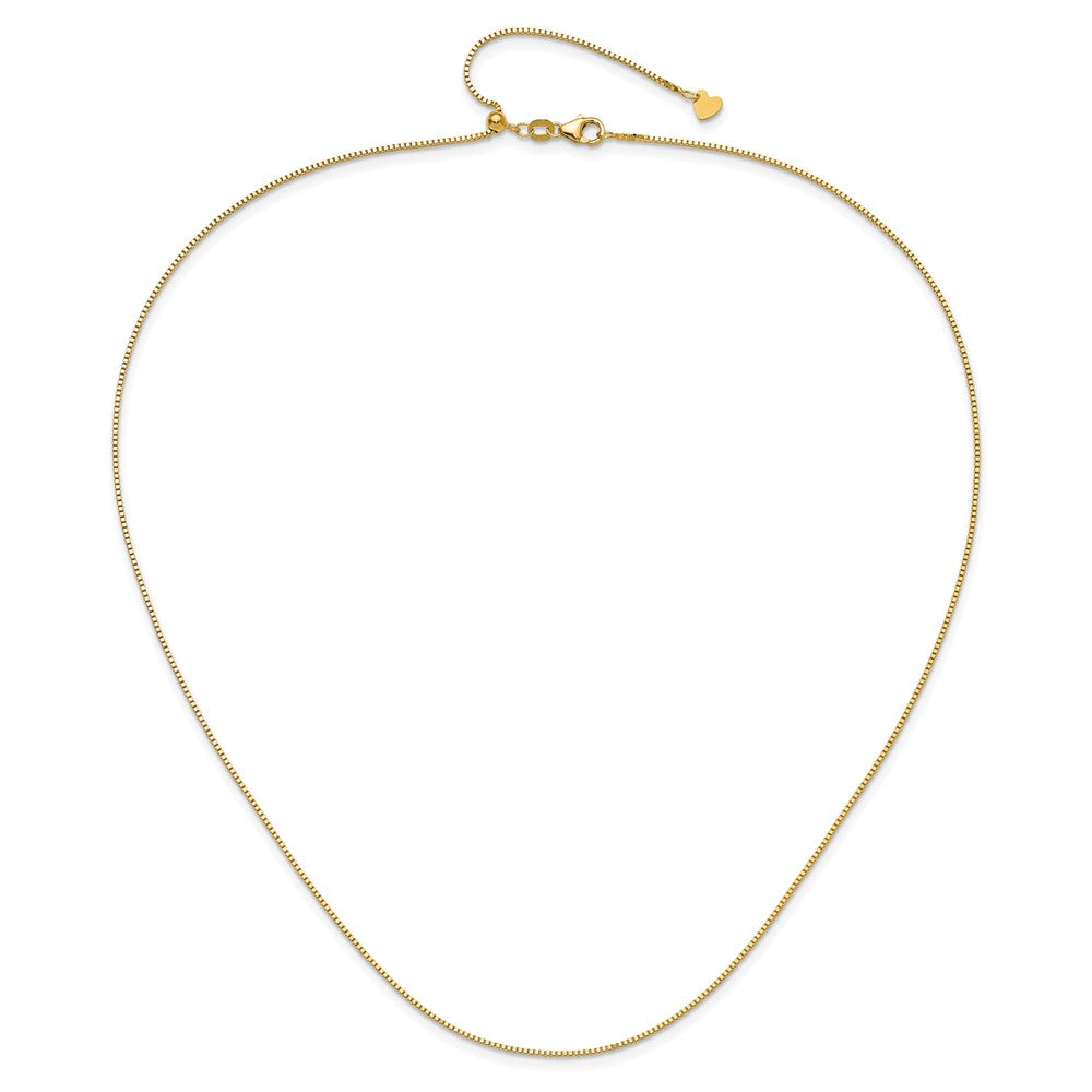 22 Inch 14K Yellow Gold Adjustable .9mm Box Chain Necklace