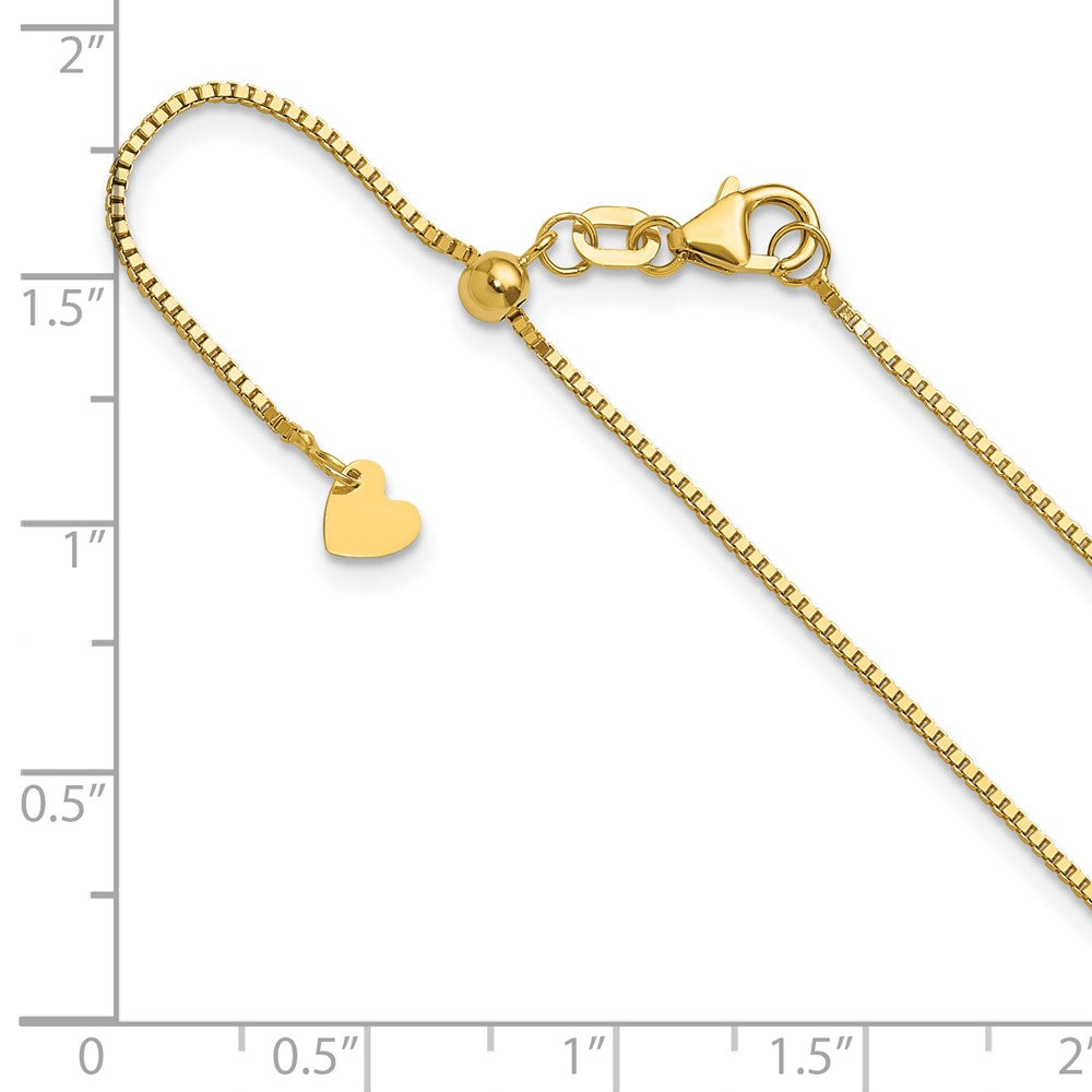 22 Inch 14K Yellow Gold Adjustable .9mm Box Chain Necklace