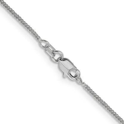 22 Inch 14K White Gold .8mm D/C Quadra Wheat Chain Necklace