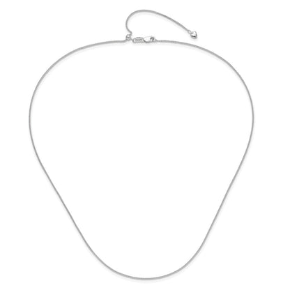 26 Inch 14K White Gold Adjustable 1mm Wheat Chain Necklace