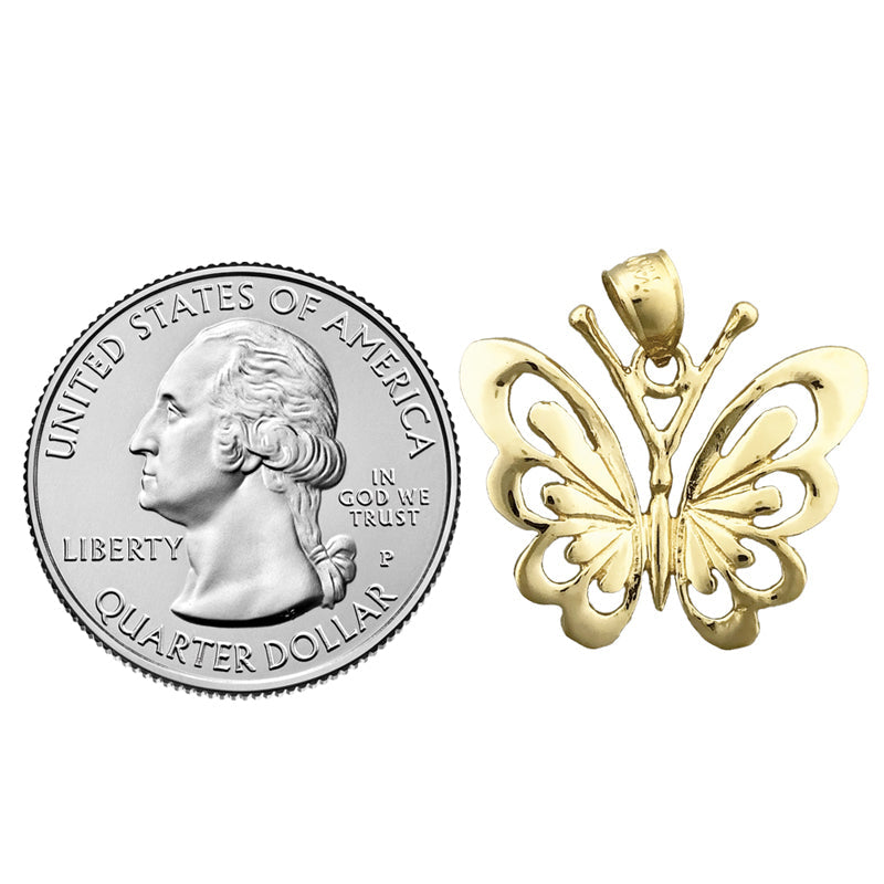 14K Gold Butterfly Pendant