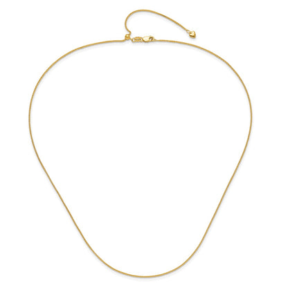 22 Inch 14K Yellow Gold Adjustable 1mm Wheat Chain Necklace