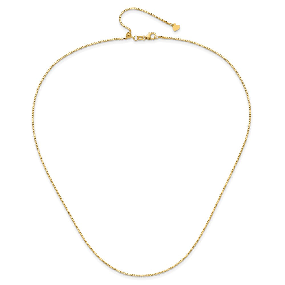 3 Inch 14K Yellow Gold Adjustable 1mm Box Chain Necklace