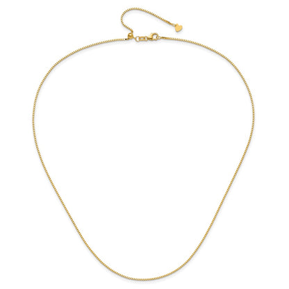22 Inch 14K Yellow Gold Adjustable 1mm Box Chain Necklace