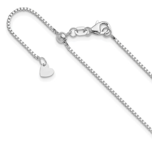 3 Inch 14K White Gold Adjustable 1mm Box Chain Necklace