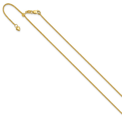 3 Inch 14K Yellow Gold Adjustable 1.4mm Wheat Chain Necklace