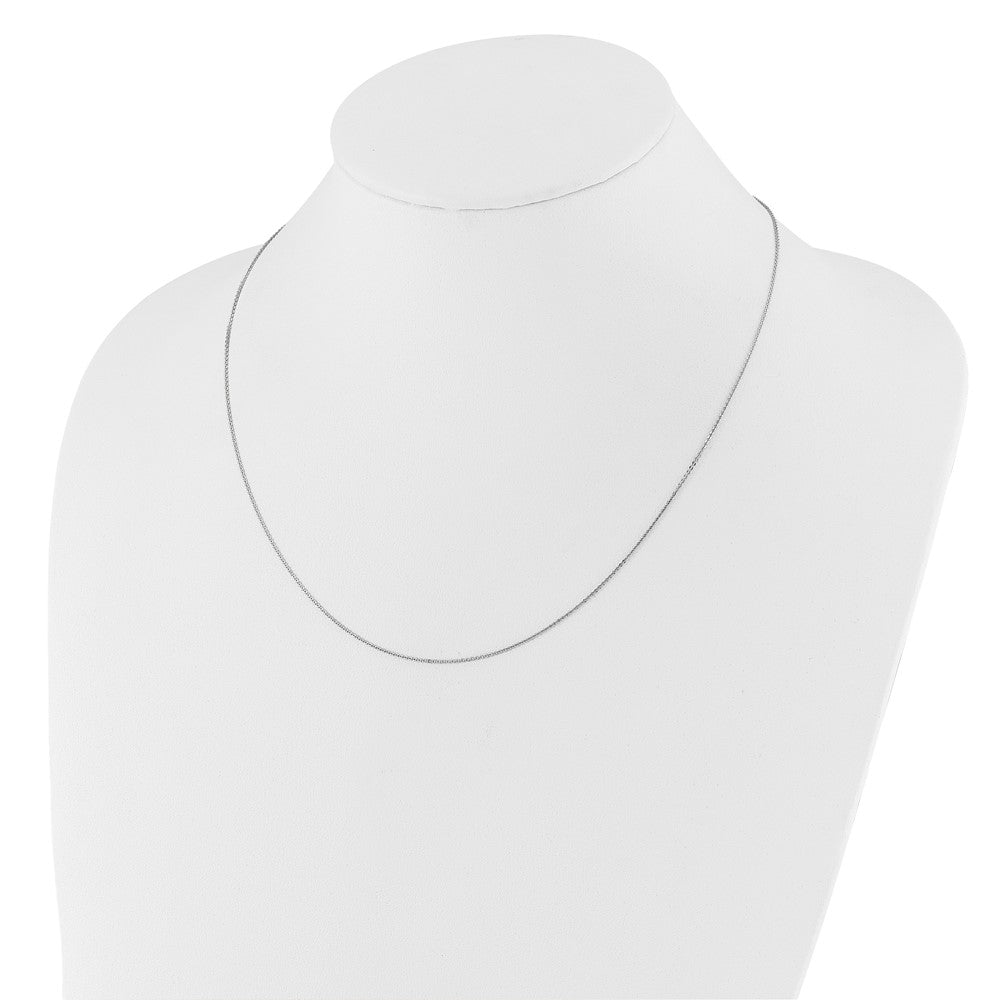 22 Inch 14K White Gold Adjustable 1.2mm Flat Cable Chain Necklace