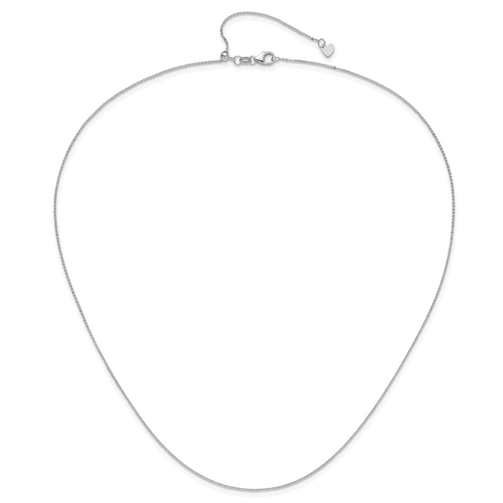 22 Inch 14K White Gold Adjustable 1.2mm Flat Cable Chain Necklace