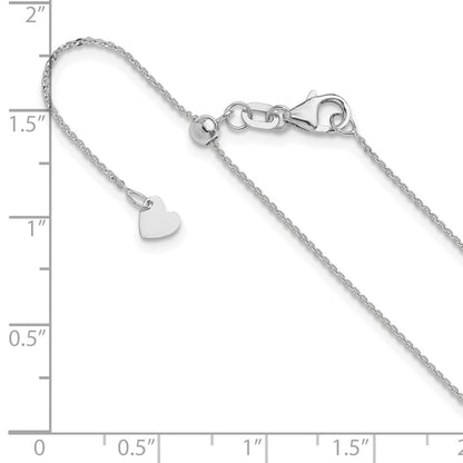 22 Inch 14K White Gold Adjustable 1.2mm Flat Cable Chain Necklace