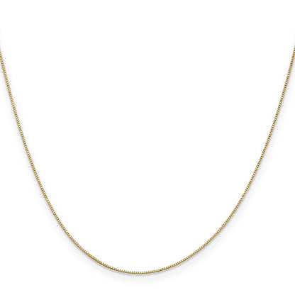 24 Inch 14K Yellow Gold .5mm Baby Box With Lobster Clasp Chain Necklace