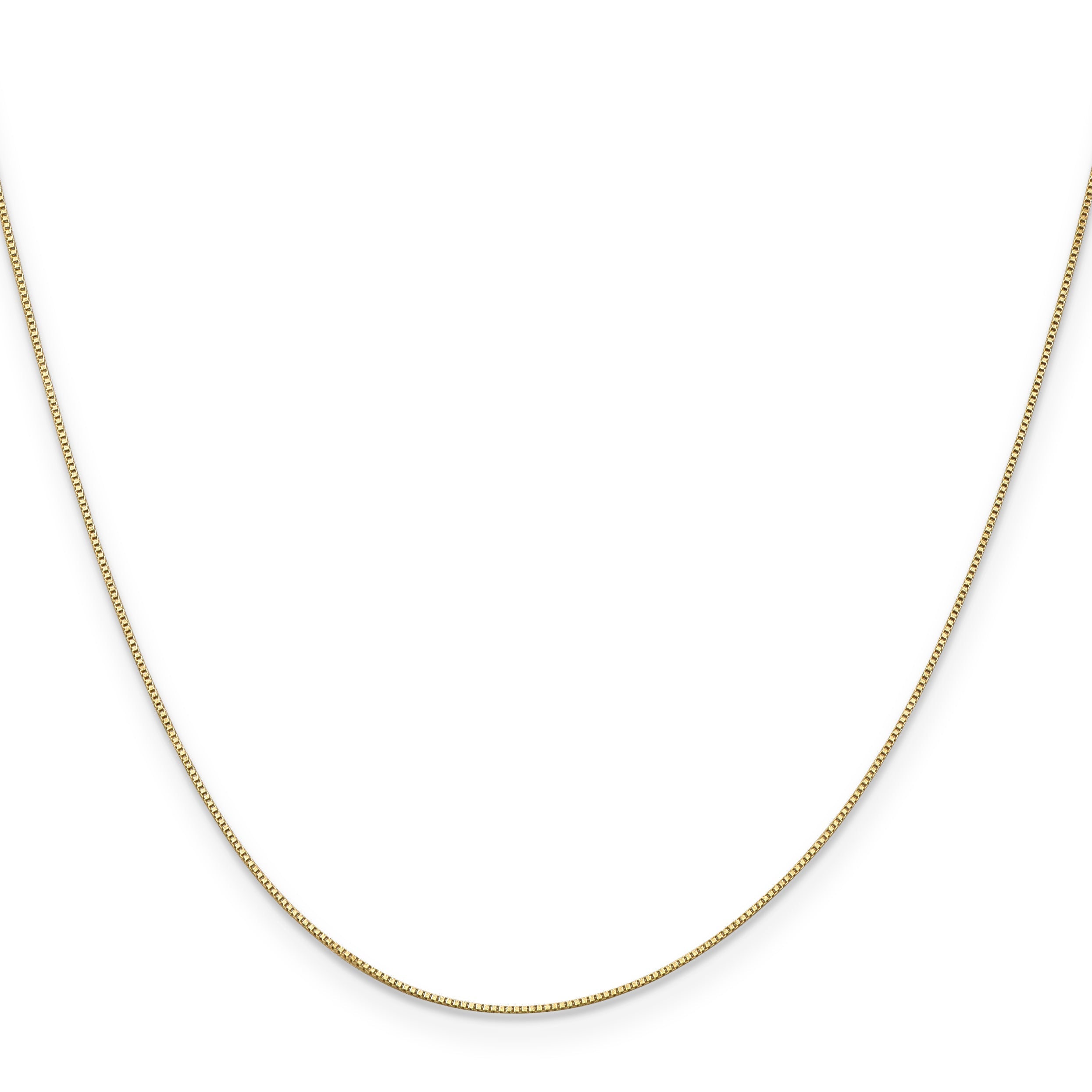 2 Inch 14K Yellow Gold .5mm Baby Box With Lobster Clasp Chain Necklace